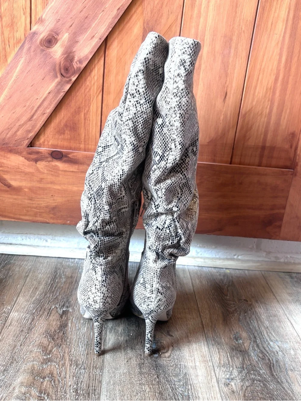 Jessica Simpson Saferra Snake-Print Knee-High Stiletto Boot - Sz 9